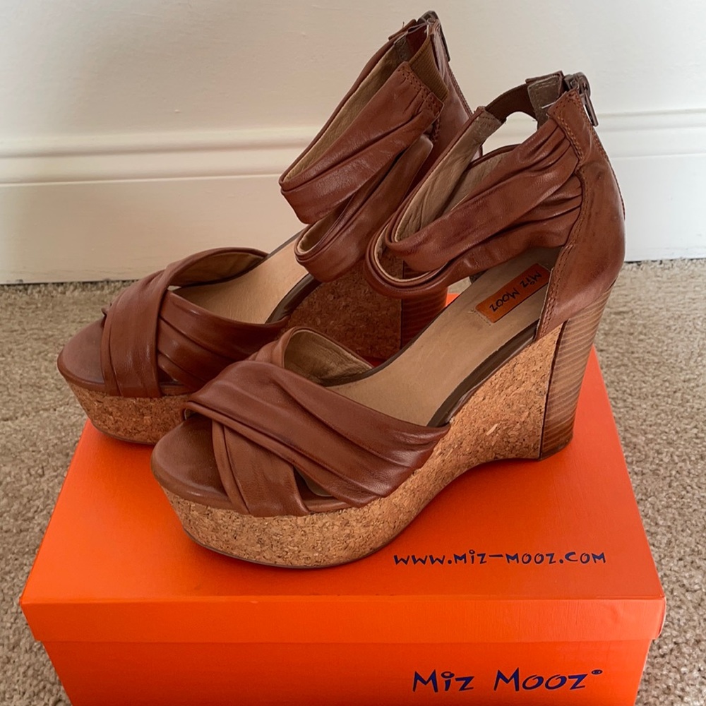 Miz Mooz Leather Platform Wedge Sandals